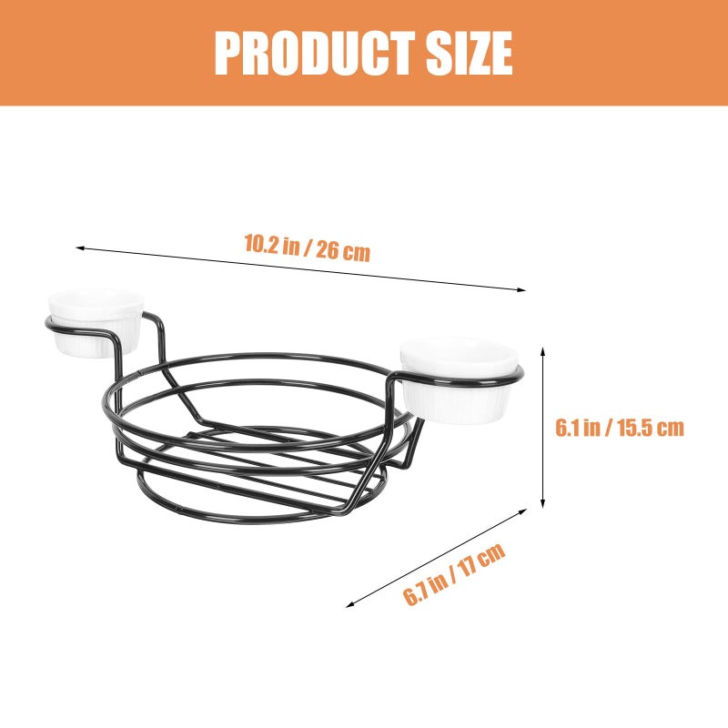 Black Iron Snack Basket Dual Cup Design Hollow Out Food Container For French Fries Fried Chicken Party Serving - Image 3