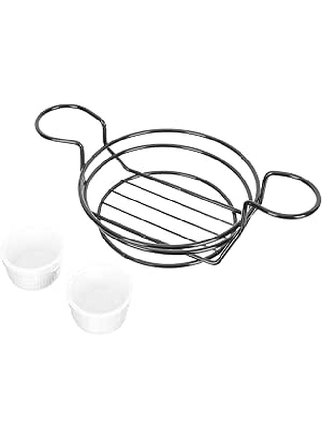 Black Iron Snack Basket Dual Cup Design Hollow Out Food Container For French Fries Fried Chicken Party Serving - Image 1