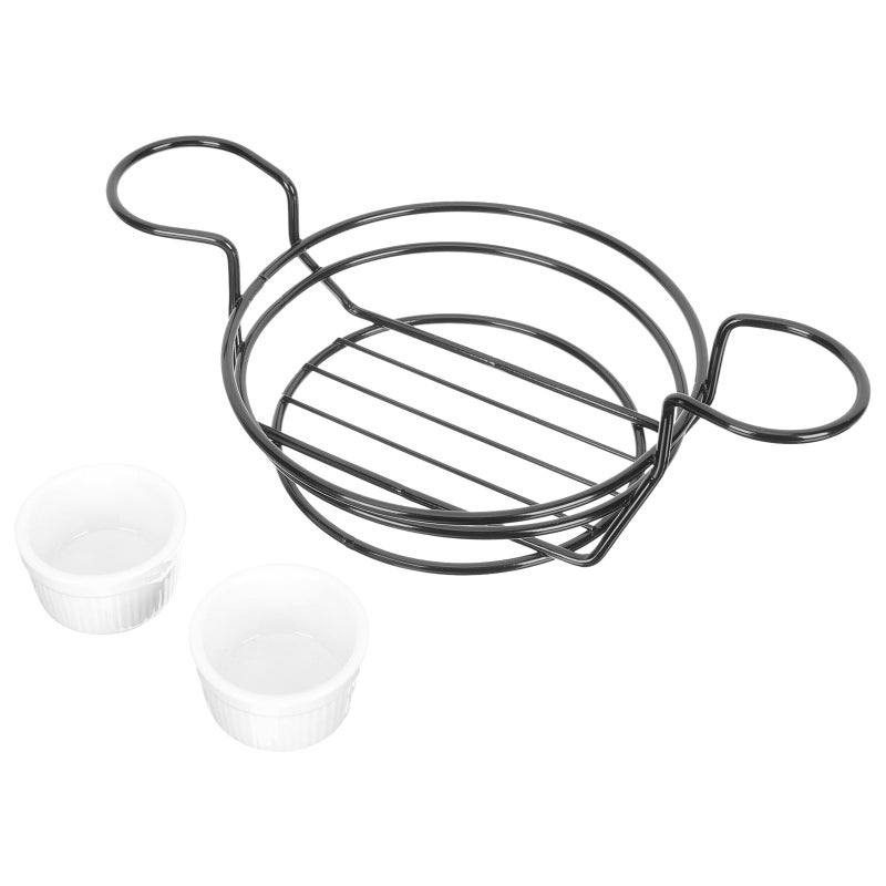 Black Iron Snack Basket Dual Cup Design Hollow Out Food Container For French Fries Fried Chicken Party Serving - Image 2