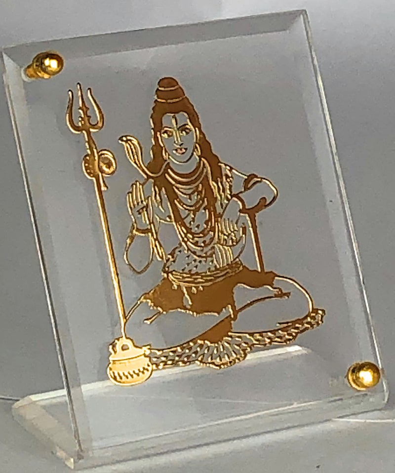 shree kreations Gold Plated Bholenath Mahadev Shiv Ji Photo Frame On Virgin Acrylic Sheet for Car Dashboard 8 x 6.5cm - Image 5