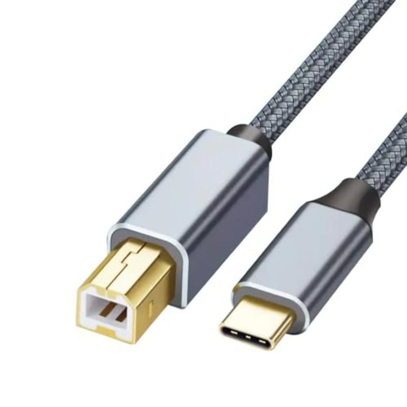 2M Cable Type C Printer to USB 2.0 Nylon Braided, Cable compatible with Canon Epson HP Lexmark Laptop Mobile Phone Printing and other Usb A/B Devices Data Connection Midi Cable, Printer Scanner Cord - Image 1