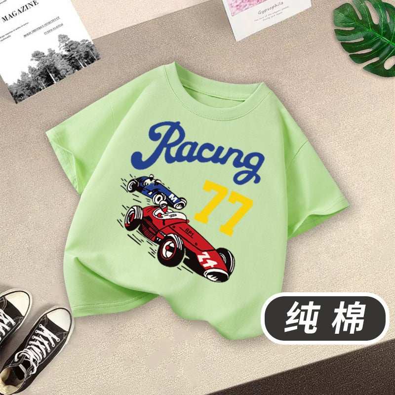 Boys Short-Sleeved T-Shirt Children'S Cartoon Printed Summer Casual Boys Loose Crewneck Pullover Top - Image 1
