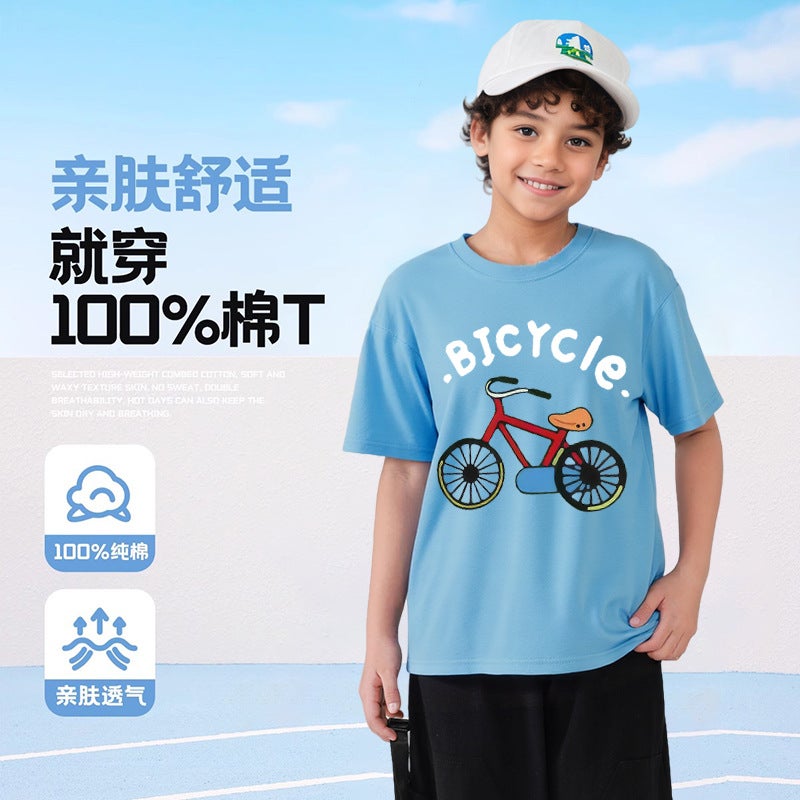 Boys Short-Sleeved T-Shirt Children'S Cartoon Printed Summer Casual Boys Loose Crewneck Pullover Top - Image 5