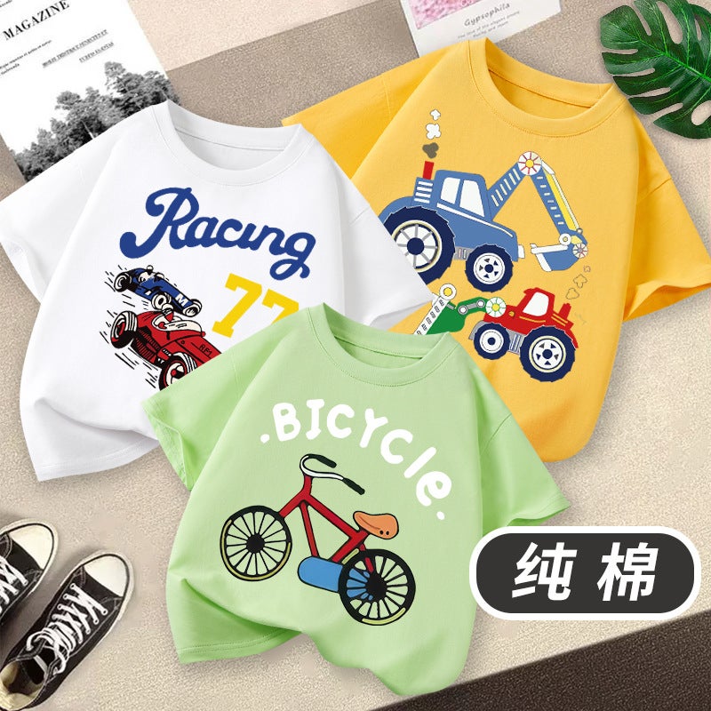 Boys Short-Sleeved T-Shirt Children'S Cartoon Printed Summer Casual Boys Loose Crewneck Pullover Top - Image 2