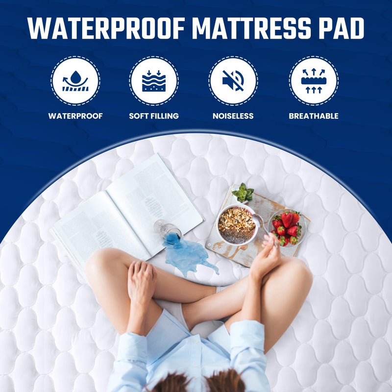 Utopia Bedding Waterproof Mattress Protector, Full Mattress Pad, Noiseless Quilted Fitted Cover with Deep Pocket Stretches up to 16 Inches (White) - Image 5