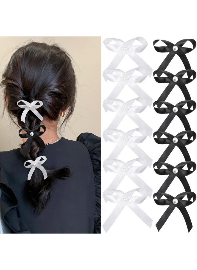 HAIMEIKANG 12 Pieces Hair Bow Clips For Women Hair Ribbon For Women And Girls Mini Hair Clips Accessories Satin Bowknot Hair Clips By Haimeikang  - Image 1