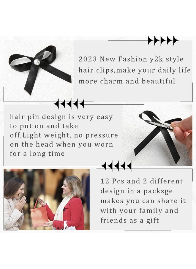 HAIMEIKANG 12 Pieces Hair Bow Clips For Women Hair Ribbon For Women And Girls Mini Hair Clips Accessories Satin Bowknot Hair Clips By Haimeikang  - Image 5