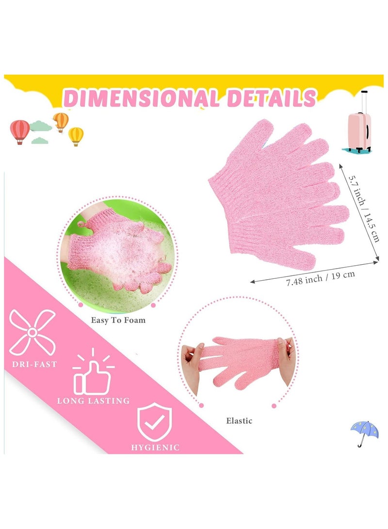 3 قطع قفازات تنظيف الظهر, 2 تقشير الجسم تنظيف الظهر نايلون غسالة الظهر, 4 قطع قفازات تنظيف ممتازة للحمام, حمام معدني, تدليك, خربشات جسم -ملحقات تقشير حمام معدني للرجال والنساء (أزرق + وردي) - Image 2