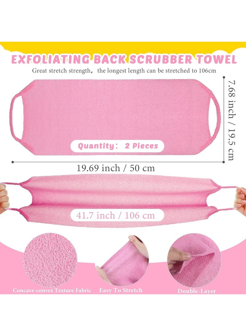 3 قطع قفازات تنظيف الظهر, 2 تقشير الجسم تنظيف الظهر نايلون غسالة الظهر, 4 قطع قفازات تنظيف ممتازة للحمام, حمام معدني, تدليك, خربشات جسم -ملحقات تقشير حمام معدني للرجال والنساء (أزرق + وردي) - Image 3