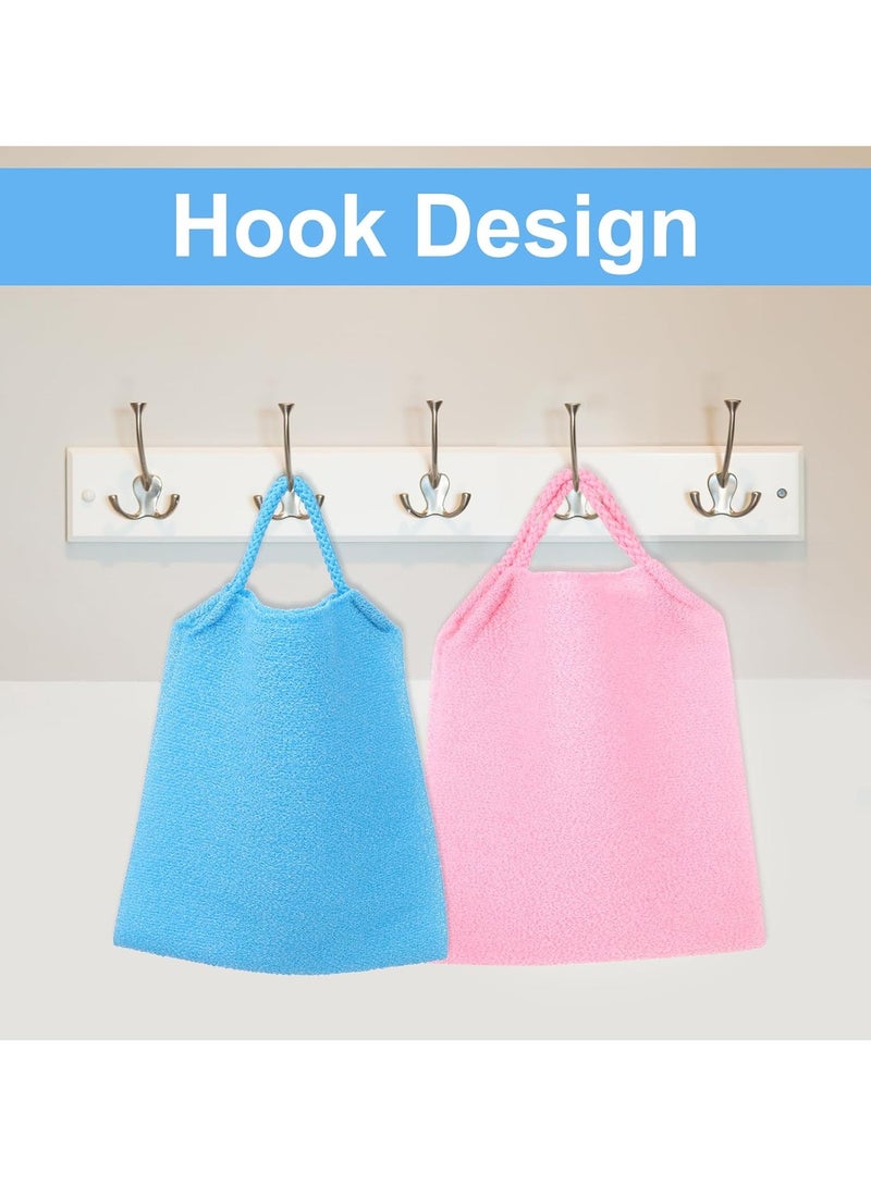 3 قطع قفازات تنظيف الظهر, 2 تقشير الجسم تنظيف الظهر نايلون غسالة الظهر, 4 قطع قفازات تنظيف ممتازة للحمام, حمام معدني, تدليك, خربشات جسم -ملحقات تقشير حمام معدني للرجال والنساء (أزرق + وردي) - Image 4