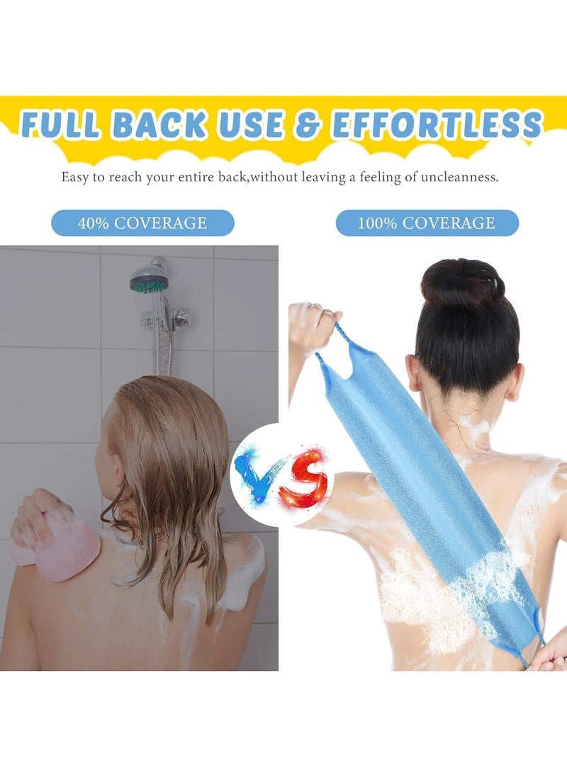 3 قطع قفازات تنظيف الظهر, 2 تقشير الجسم تنظيف الظهر نايلون غسالة الظهر, 4 قطع قفازات تنظيف ممتازة للحمام, حمام معدني, تدليك, خربشات جسم -ملحقات تقشير حمام معدني للرجال والنساء (أزرق + وردي) - Image 5