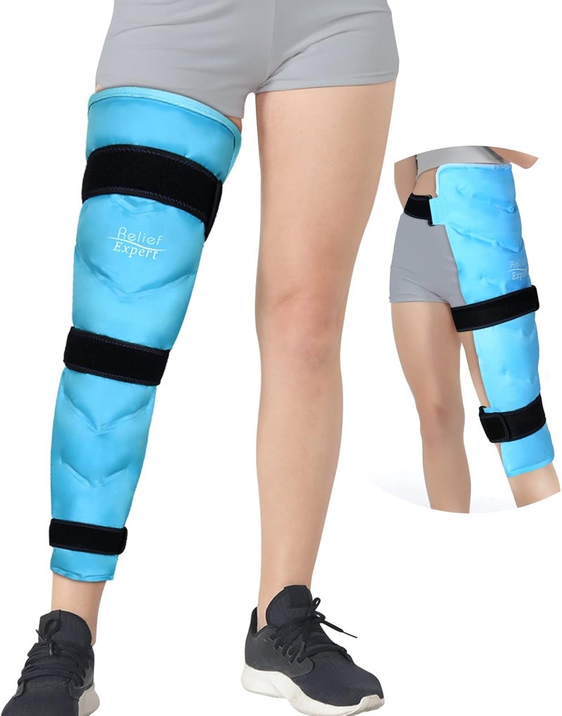 Relief Expert Large Leg Ice Pack Wrap  Reusable Gel Cold Pack for Leg Knee Thigh  Hip with 3 Adjustable Straps Cold Compress Wrap for Muscle Recovery  Soothing Support After Workout - Image 1