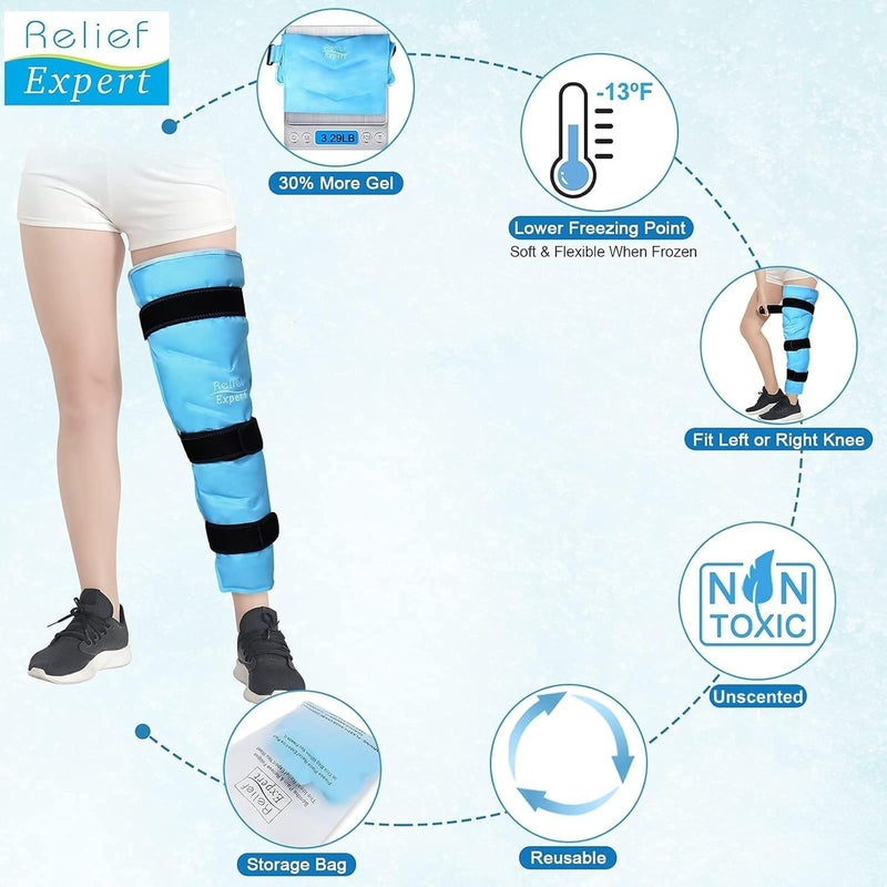 Relief Expert Large Leg Ice Pack Wrap  Reusable Gel Cold Pack for Leg Knee Thigh  Hip with 3 Adjustable Straps Cold Compress Wrap for Muscle Recovery  Soothing Support After Workout - Image 4