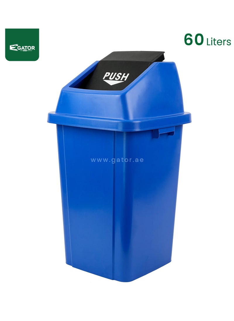 Gator Gator Quadrate Garbage Bin with Push Top  60L Blue  - Image 1