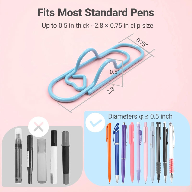 Jonfolk Heart-Shaped Paperclip Pen Holders for Notebooks â€“ Premium Metal Pen Clips for Journals, Planners & Daily Writing, 8pcs Soft Macaron Paper Clip with Pen Holder - Image 4