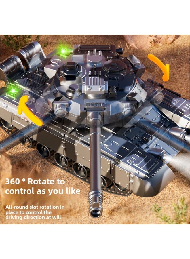 Waterbomb Tracked Remote Control Tank Toy Cannon Boy Tiger Children Armored Car Model Birthday Gift-color:9-channel-2.4G T90 Main Battle Tank  Silver Gray-Specifications: Three Rechargeable Batteries + Remote Control Batteries - Image 4