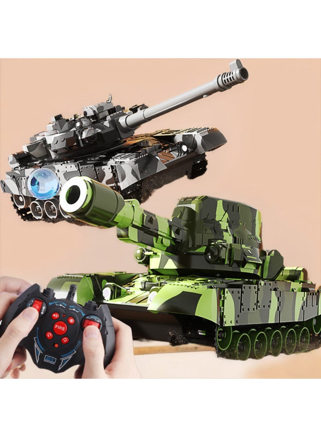 Waterbomb Tracked Remote Control Tank Toy Cannon Boy Tiger Children Armored Car Model Birthday Gift-color:9-channel-2.4G T90 Main Battle Tank  Silver Gray-Specifications: Three Rechargeable Batteries + Remote Control Batteries - Image 2