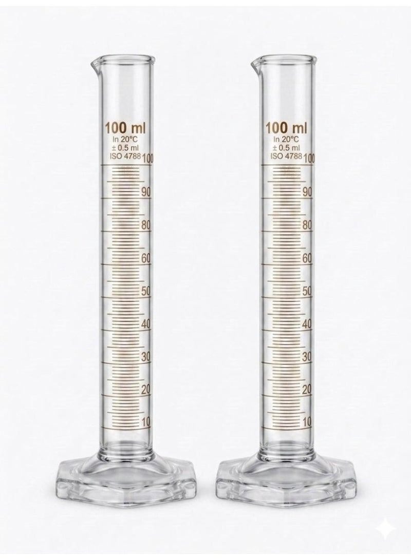 Protect Glass Measuering Cylinder 100ml Graduated Borosilicate Boro 3.3 | Polygon Base | Accurate Laboratory Measuring Cylinder for Chemistry School & Scientific Use - Image 3