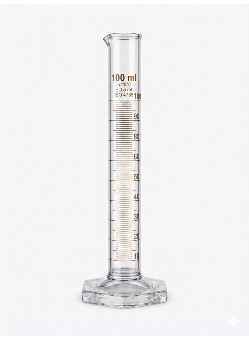 Protect Glass Measuering Cylinder 100ml Graduated Borosilicate Boro 3.3 | Polygon Base | Accurate Laboratory Measuring Cylinder for Chemistry School & Scientific Use - Image 2