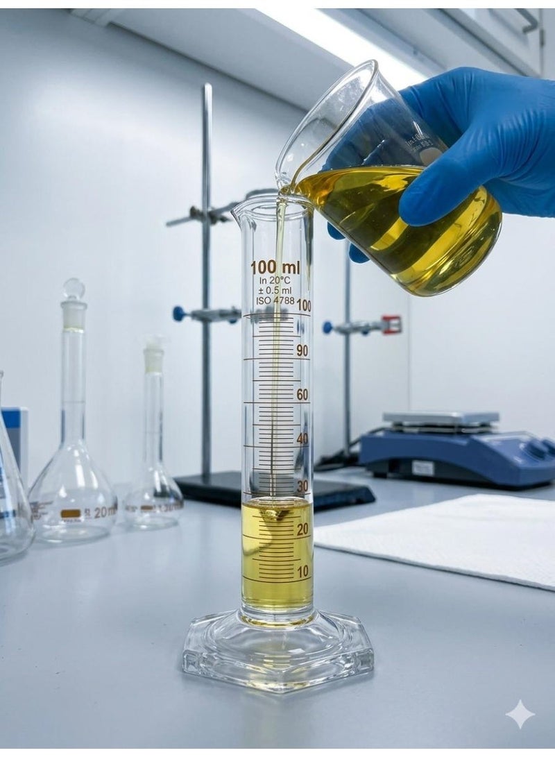 Protect Glass Measuering Cylinder 100ml Graduated Borosilicate Boro 3.3 | Polygon Base | Accurate Laboratory Measuring Cylinder for Chemistry School & Scientific Use - Image 5