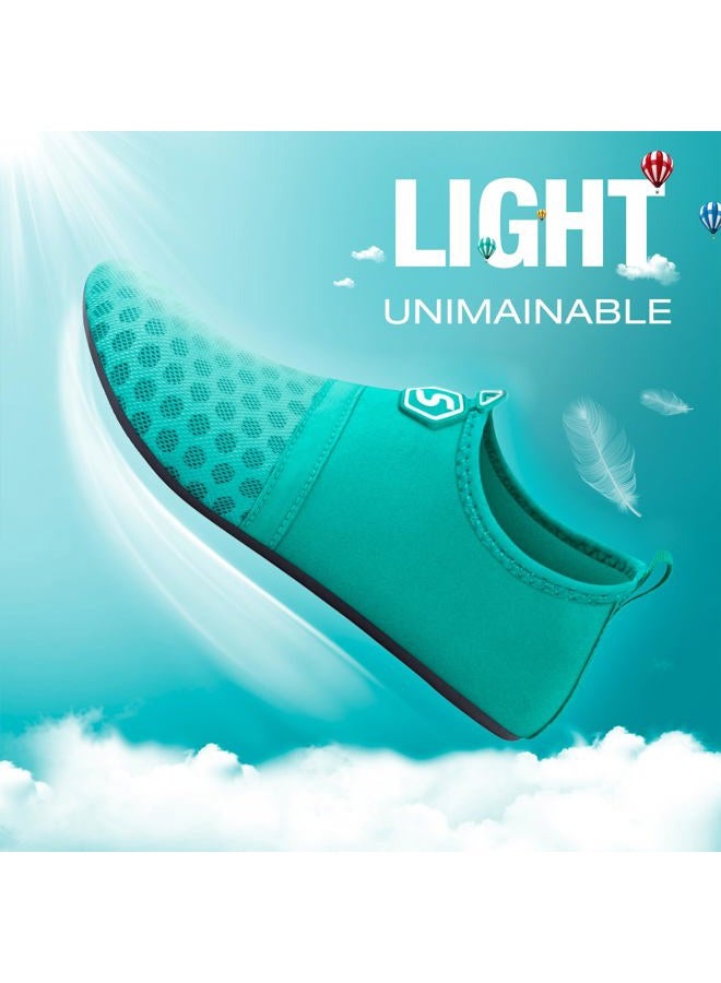 SEEKWAY Water Shoes Quick-Dry Aqua Socks Barefoot Slip-on for Beach Pool Swim River Yoga Lake Surf Women Men Black SK001, 1d-splice Green, 8.5-9.5 Women/7.5-8.5 Men - Image 5