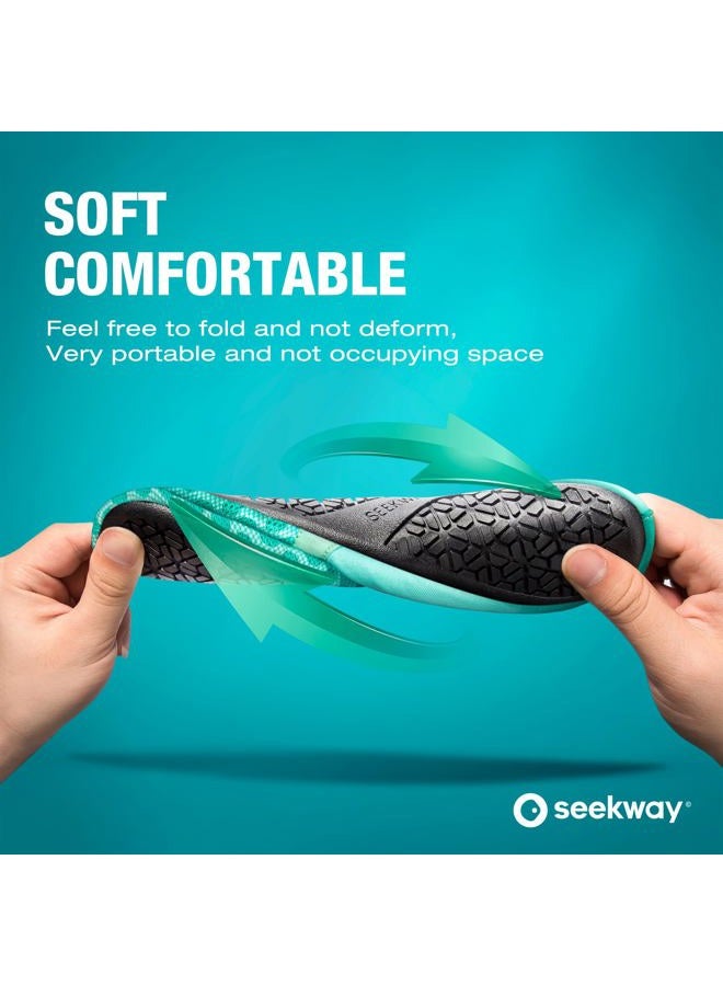 SEEKWAY Water Shoes Quick-Dry Aqua Socks Barefoot Slip-on for Beach Pool Swim River Yoga Lake Surf Women Men Black SK001, 1d-splice Green, 8.5-9.5 Women/7.5-8.5 Men - Image 2