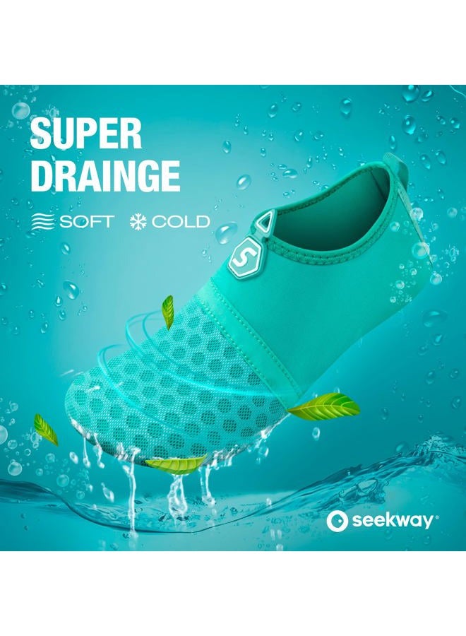 SEEKWAY Water Shoes Quick-Dry Aqua Socks Barefoot Slip-on for Beach Pool Swim River Yoga Lake Surf Women Men Black SK001, 1d-splice Green, 8.5-9.5 Women/7.5-8.5 Men - Image 4