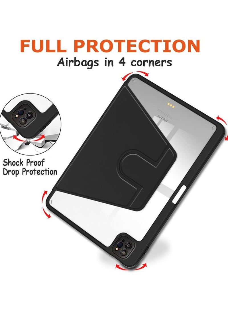 DUSALA Rotating Case for iPad Pro 12.9-Inch (2018), with Pencil Holder,360 Degree Rotation Protective Stand Slim Cover Clear Back, Auto Wake/Sleep (iPad Pro 12.9) - Image 4