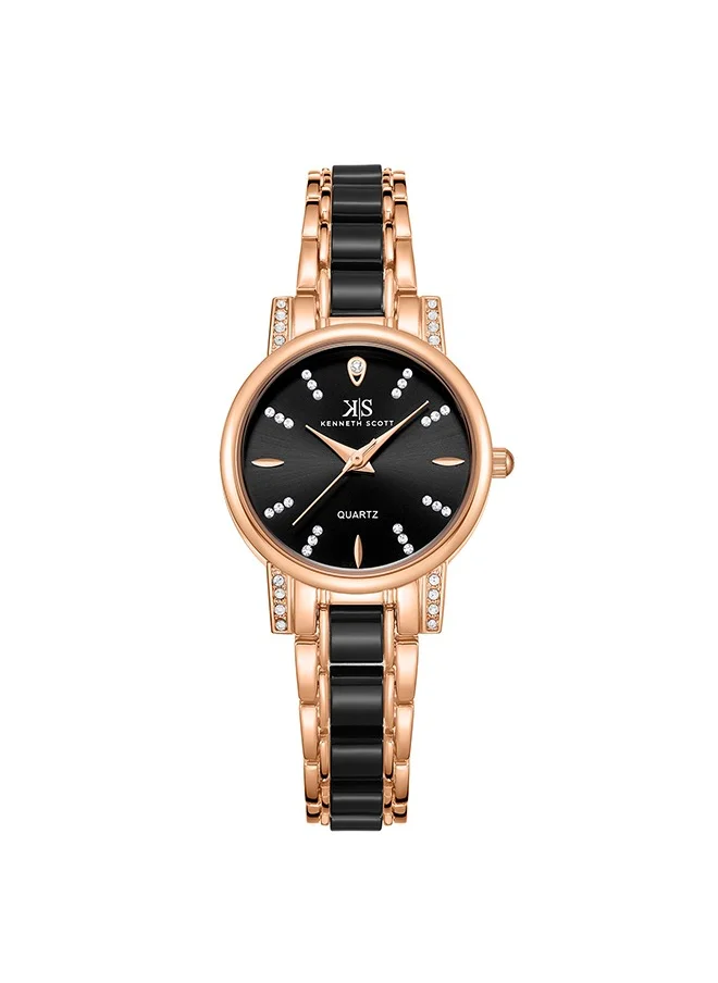 كينيث سكوت Kenneth Scott K23547-KCBB Women Analog Display Watch & Resin+Alloy Strap Black