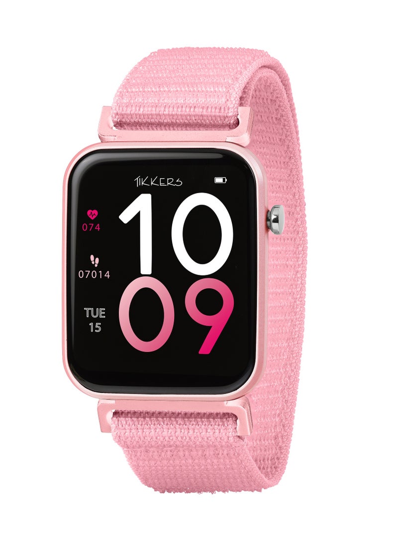 Tikkers Smart Series 13 Pink Riptape Strap Smart Watch - Image 1