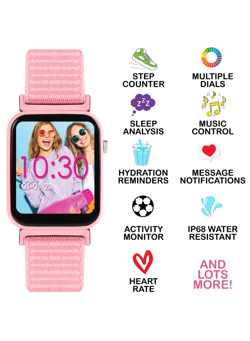 Tikkers Smart Series 13 Pink Riptape Strap Smart Watch - Image 4