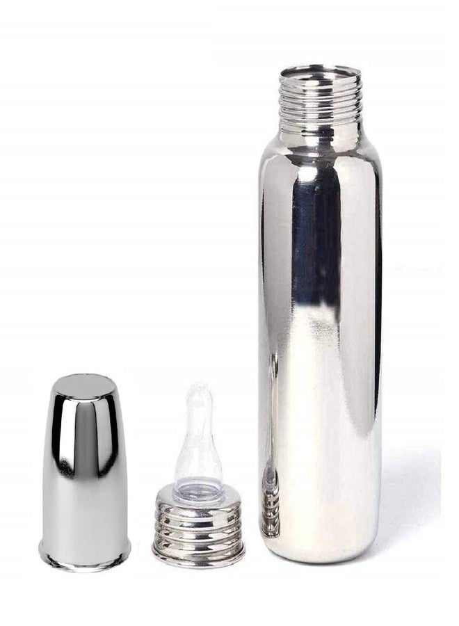Miracle Moms Stainless Steel Feeding Bottle 304 Grade Steel with Anti Colic Silicone Nipples - 250 ml (Silver) /Ideal for Newborns and Toddlers (Pack of 1) - Image 2
