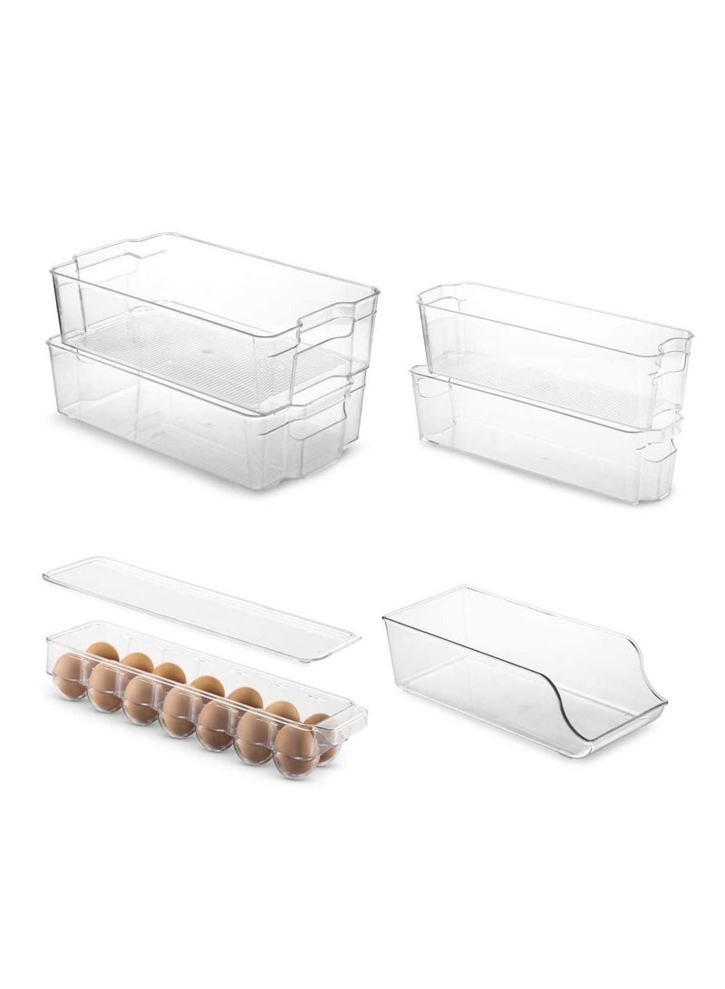 TYCOM Refrigerator Organizer Bins Kitchen Organization and Storage Fridge Organizers and Storage Clear Stackable Pantry Food Storage Bins, Fridge Cabinet (Mixed 6P) - Image 2