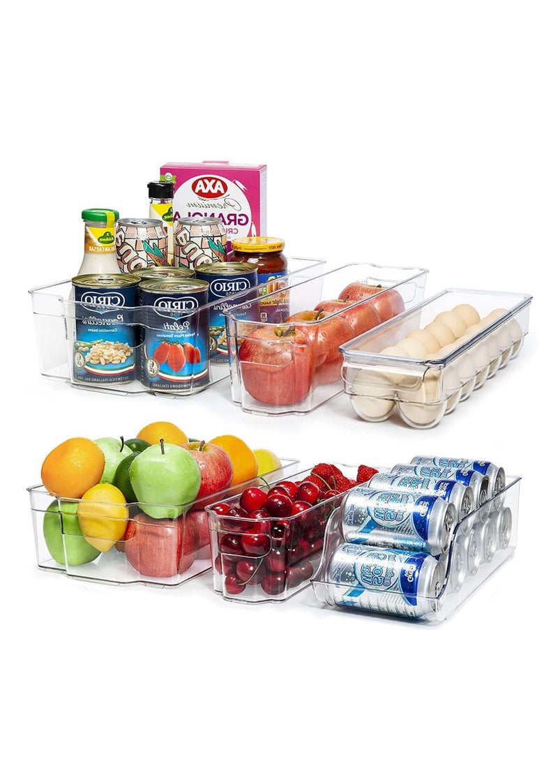 TYCOM Refrigerator Organizer Bins Kitchen Organization and Storage Fridge Organizers and Storage Clear Stackable Pantry Food Storage Bins, Fridge Cabinet (Mixed 6P) - Image 1