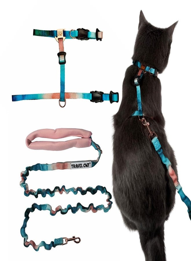 Your Cat Backpack Travel Cat Harness and Bungee Leash Set - 2 in 1 Adjustable Escape Proof Cat Harness & Leash for Small, Medium, Large Cats, Kitten - H-Style for Outdoor Walking (Watercolors) - Image 1