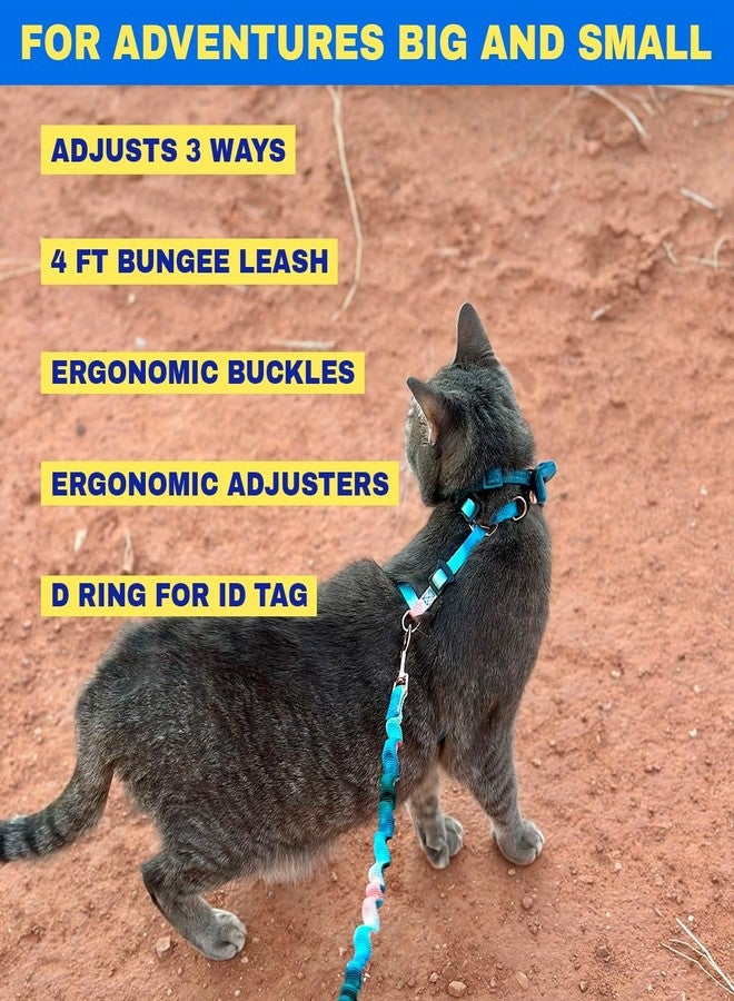 Your Cat Backpack Travel Cat Harness and Bungee Leash Set - 2 in 1 Adjustable Escape Proof Cat Harness & Leash for Small, Medium, Large Cats, Kitten - H-Style for Outdoor Walking (Watercolors) - Image 3