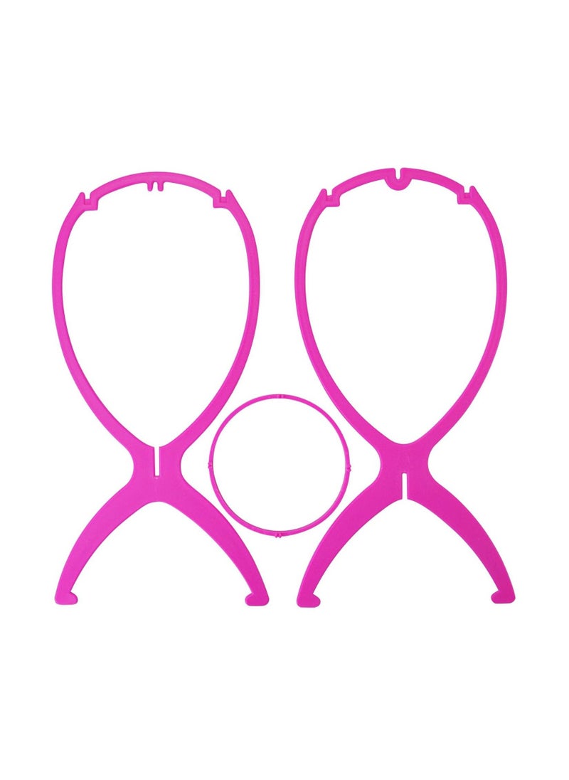 Estelle Wig Stand Holder 6pcs Portable Durable Plastic Folding Wig Holder Hairpieces Display Tool Stable Wig Stand Dryer (Pink)  - Image 3