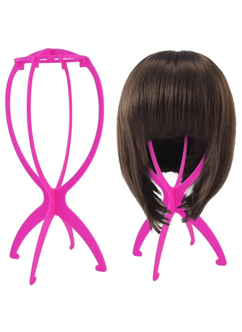 Estelle Wig Stand Holder 6pcs Portable Durable Plastic Folding Wig Holder Hairpieces Display Tool Stable Wig Stand Dryer (Pink)  - Image 2