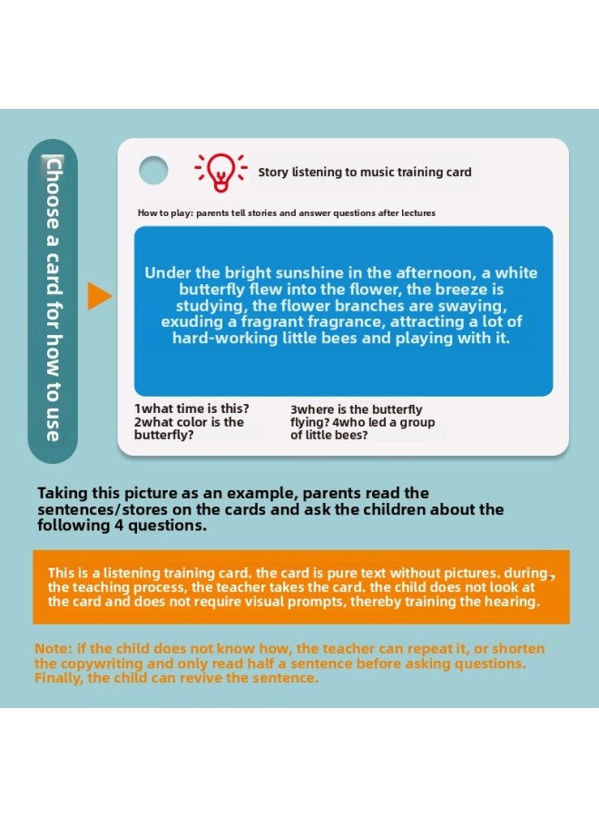 Auditory Attention Card Concentration Training Story Memory Understanding Children Parent-Child Interactive Toys-Specifications:48 Photo Language Training Cards 【thick Coating】  - Image 2