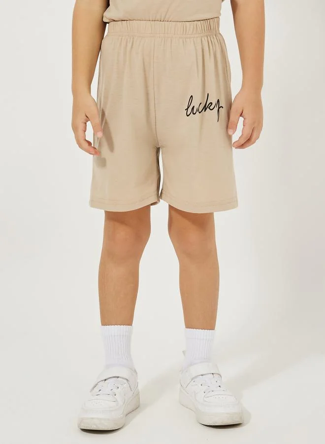 Styli Color Block Printed Polo T-Shirt & Shorts Set