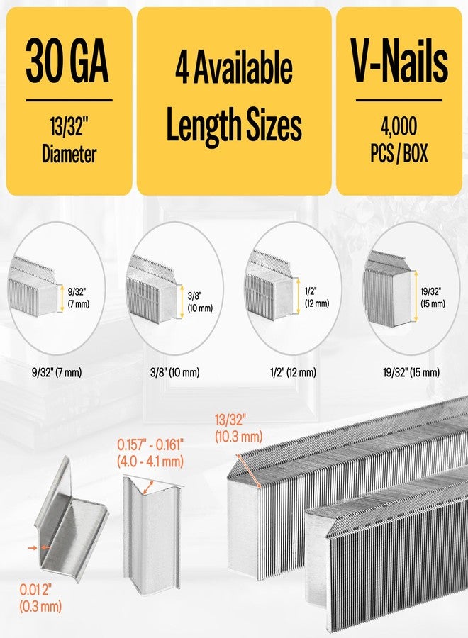 meite Hardwood Type 10.3mm Diameter V Nails 7mm Length 9/32-Inch for Picture Frame Joiner V1015B V-Nailer Pneumatic Joining Corners Tool 4,000 PCS/Box - Image 2