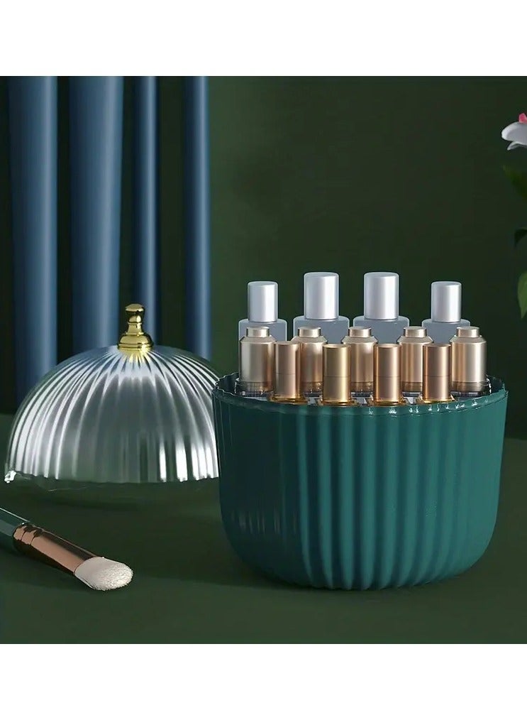 ORiTi Dustproof Cosmetic Organizer For Vanity-Holds Lipstick,Makeup Brusher, Perfume,and Skin Care Products - Transparent Lid - Green - Image 1