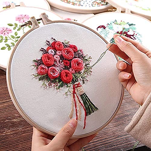 TE Embroidery Kit with Wooden Hoop Ring 6,7,8 Inches, 50 Multicolor Threads, 30 Needles, 1 Seam Ripper, 1 Threader and 1 Thread Cutter for Cross Stitch (Emb. kit 1st & 5th aati) - Image 4