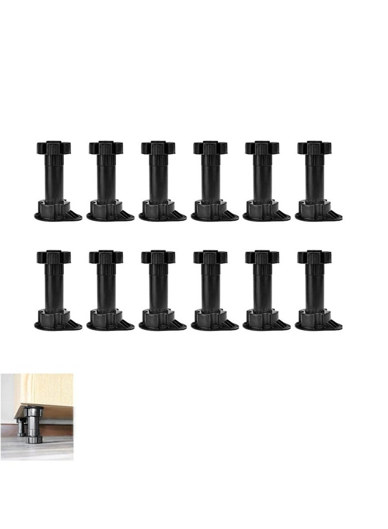 CMGTYYD Cabinet Foot, 12pcs Plastic Cabinet Foot 100mm Adjustable Furniture Cupboard Leg Feet Plastic Cupboard Plinth Foot Leg Set Leveling Furniture Legs Leveler Replacement for Kitchen Cabinet - Image 1