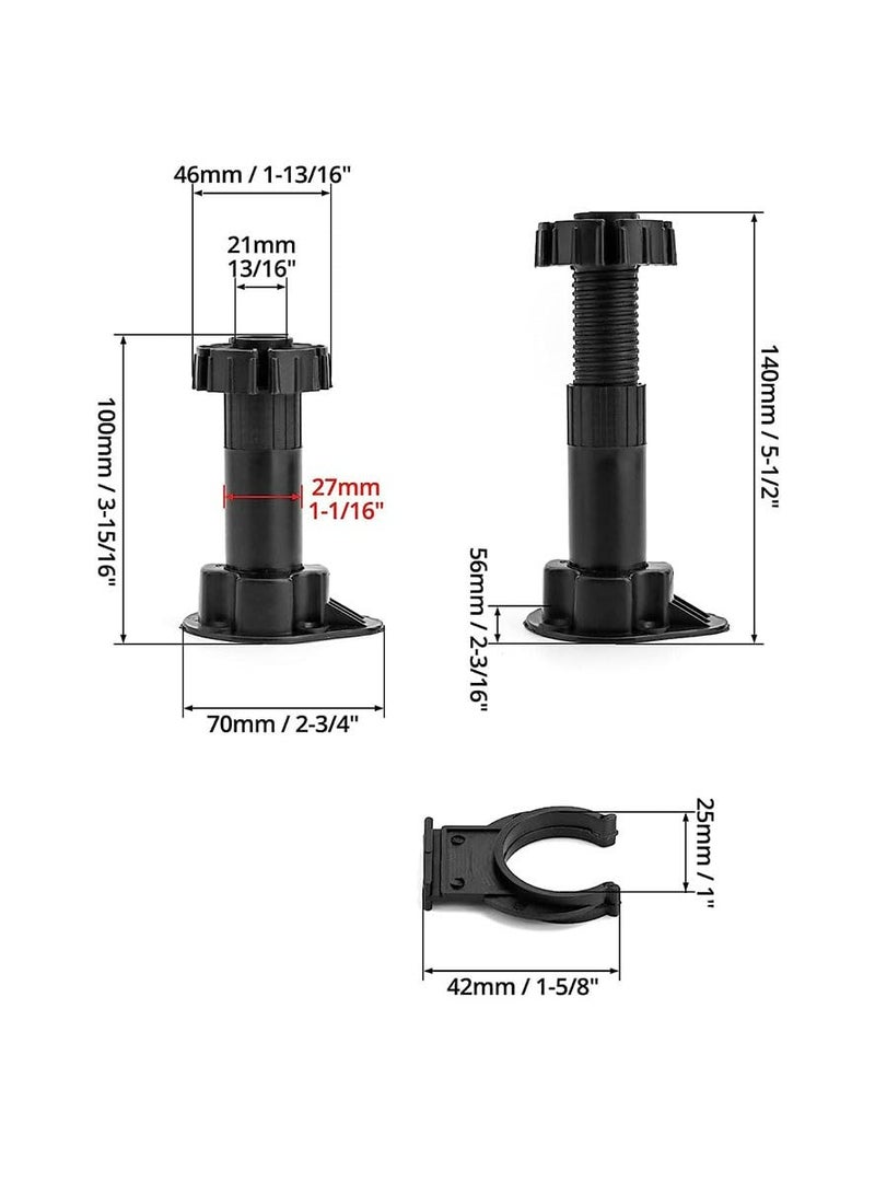 CMGTYYD Cabinet Foot, 12pcs Plastic Cabinet Foot 100mm Adjustable Furniture Cupboard Leg Feet Plastic Cupboard Plinth Foot Leg Set Leveling Furniture Legs Leveler Replacement for Kitchen Cabinet - Image 5