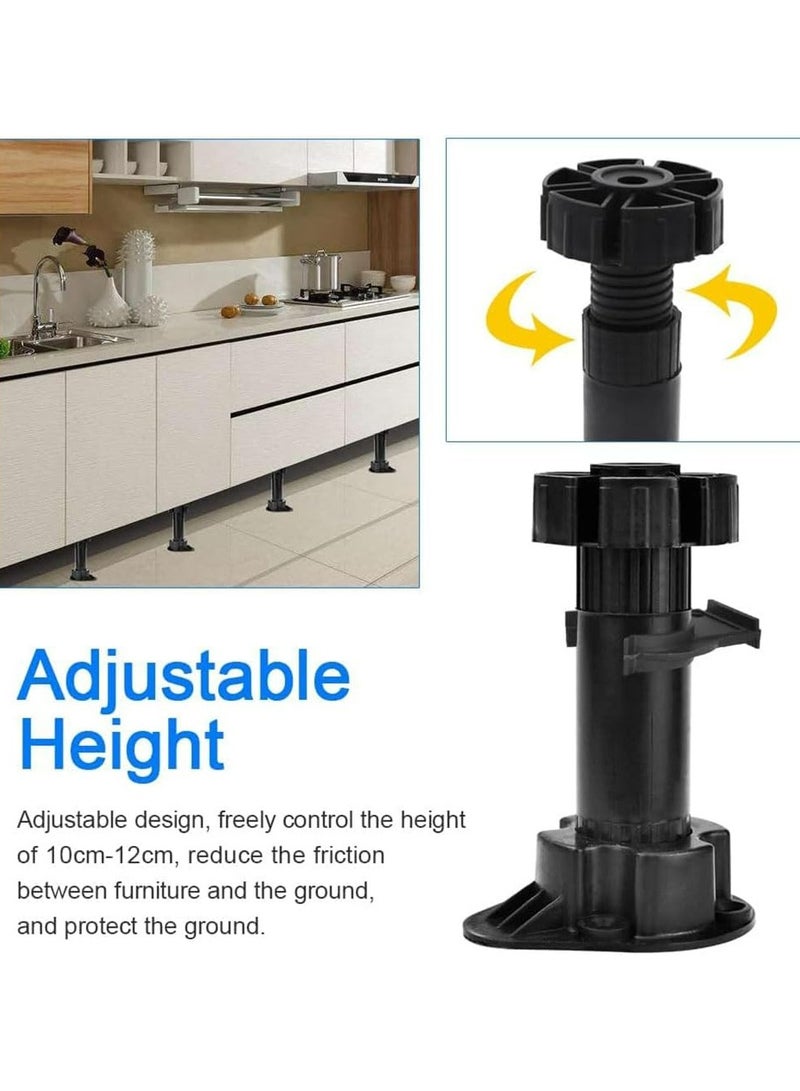 CMGTYYD Cabinet Foot, 12pcs Plastic Cabinet Foot 100mm Adjustable Furniture Cupboard Leg Feet Plastic Cupboard Plinth Foot Leg Set Leveling Furniture Legs Leveler Replacement for Kitchen Cabinet - Image 3