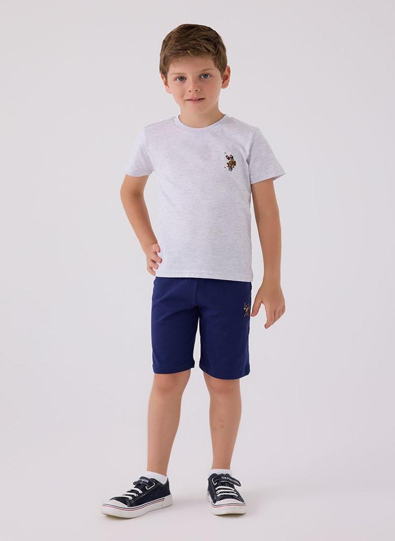 U.S. Polo Assn. U.S. Polo Assn. Boys White-Navy Bermuda Set  - Image 1