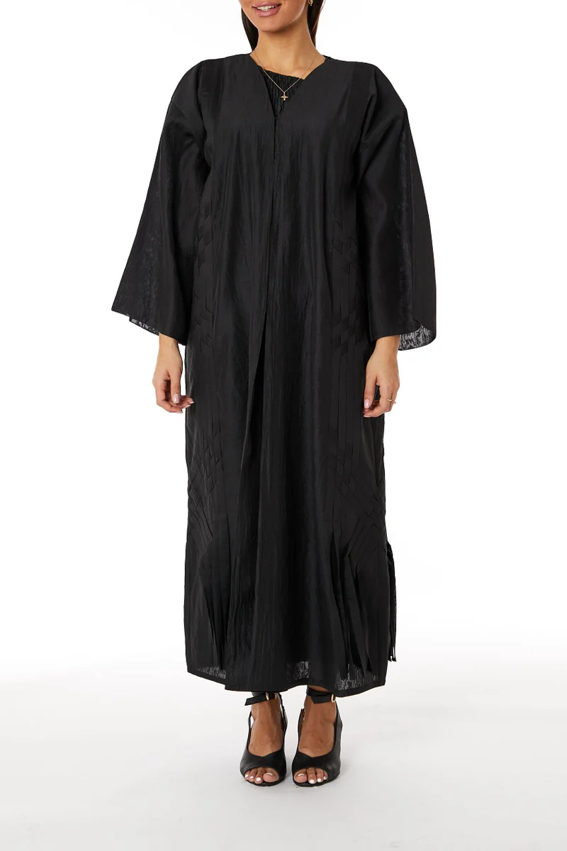 Moistreet Criss-Cross Linen Abaya