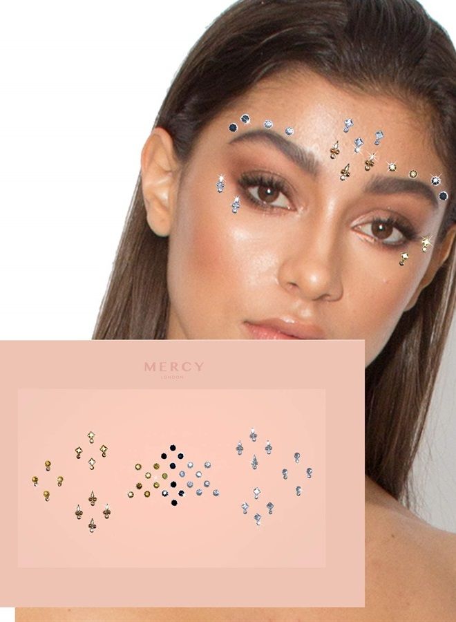 KARIZMA Deepika Mini Bindis ✮ Crystal Indian Bindi Face Jewels Gold Silver Multi Packet  - Image 1