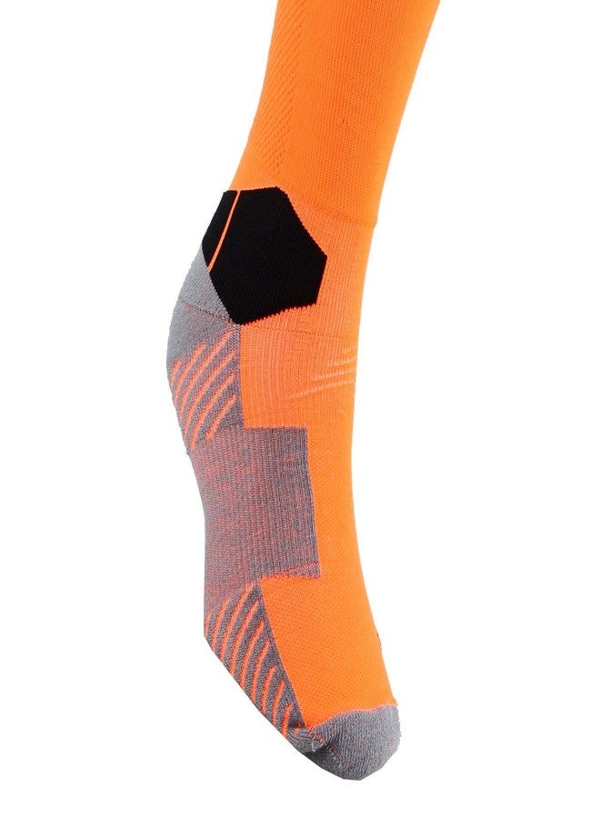 Vicky Transform Star junior Knee High Stockings Micro Polyester Spandex Elastane Cotton Nylon Footbed with Cooling Zone Suitable for Both Men & Women- Neon Orange - Image 1